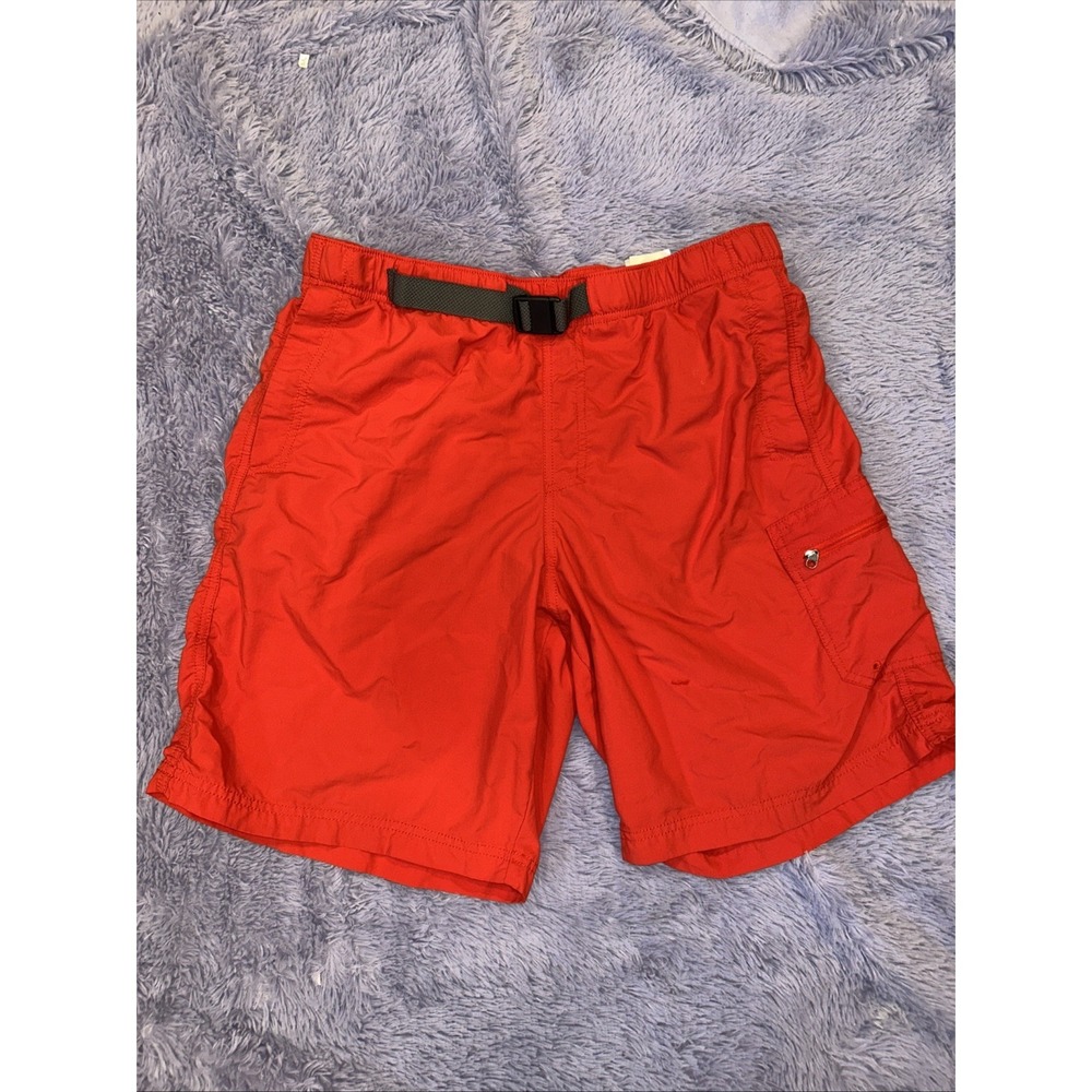 Columbia Swim Trunks  Medium Red ‎ Omni-Shade Belted Pockets Mesh Lined